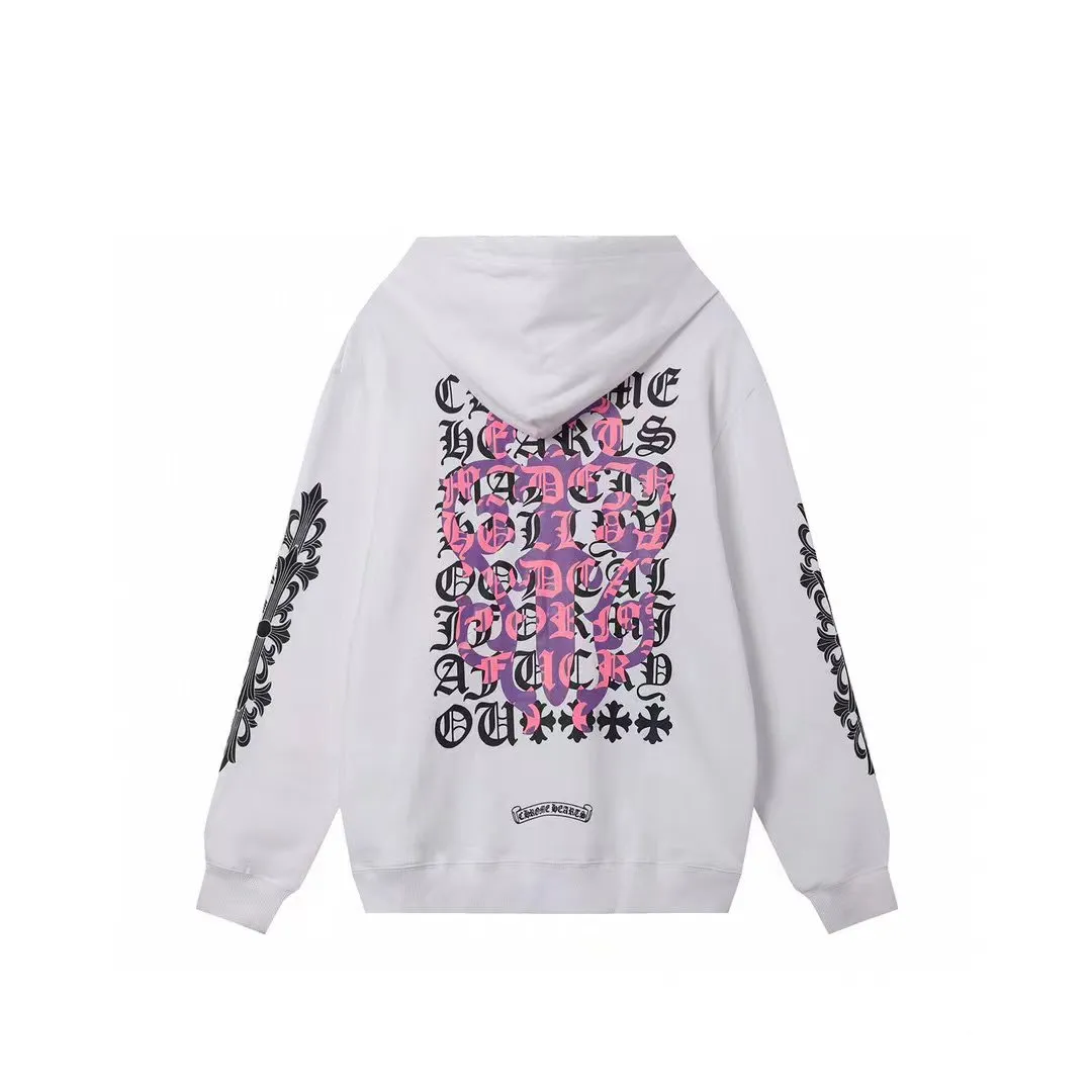 M07—P210 -Chrome Hearts/Chrome Hearts printed sweatshirt cardigan jacket -420 grams of high-density, high-quality wool, soft, delicate and skin-friendly, soft and silky to the touch, warm and skin-friendly -The hardware zipper accessories are all customized and full of details -Colour: black white -Size: S M L XL